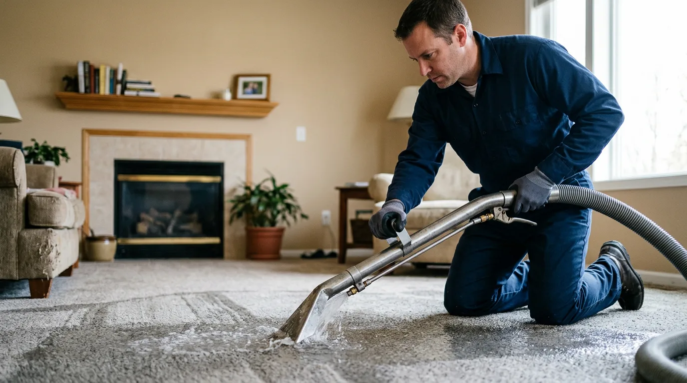 Water damage restoration technician working near Lunenburg, VA